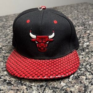 White wolf NBA Chicago bulls Black and 3D Red Bulls Cap